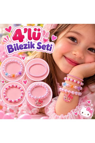 Rhea Company Set of 4 Pink Beaded Bracelets for Girls –