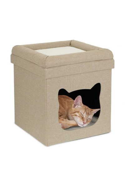 Relaxdays Casă pentru pisici cu două etaje, Relaxdays, 44 x 40 x 40cm, MDF, m...