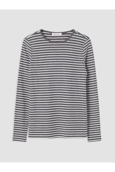 LC Waikiki LCW EVERYDAY Ecru Rib Knit Checkered Slim-Fit Long-Sleeve Women's ...