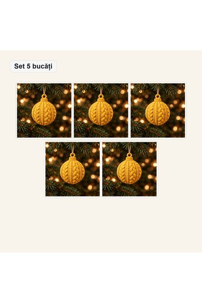 OEM Set 5 bucăți - Glob tricotat de Crăciun pentru brad - 5,4 × 5,13 × 6,5 cm