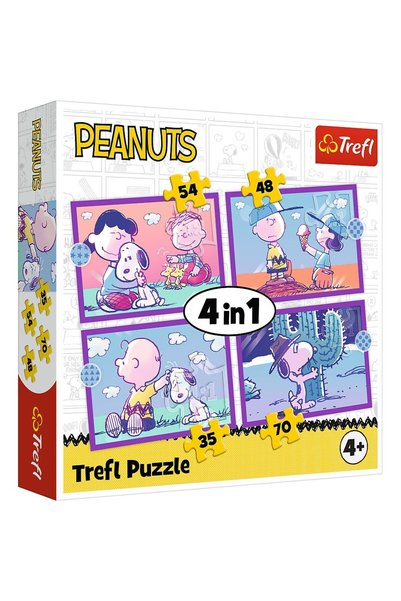 Trefl Puzzle 4 în 1 Peanuts distractiv cu Snoopy