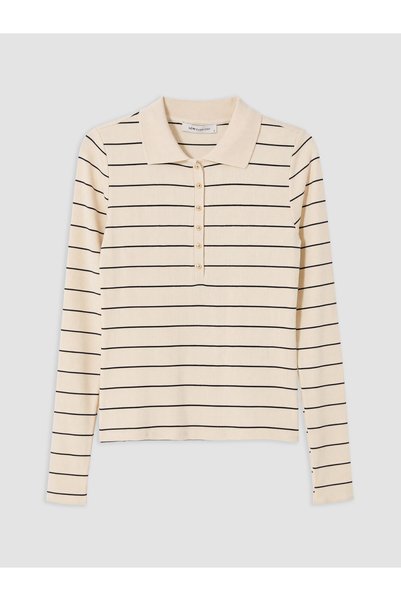 LC Waikiki Alita City Farkıyla Lcw Everyday Ecru Camisole Striped Super Skinn...