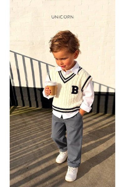 Mireya Kids Boys' Knit Vest, Shirt, and Pants 3-Piece Set