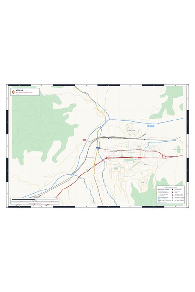 OEM Harta decorativa pentru perete Vulcan, Stil Clasic, 100x70 cm, PVC rezist...
