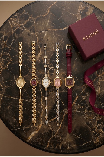 KLISHE 5’li Kadın Çelik Saat Seti Gold & Gümüş & Bordo Renk Vintage Saat Old ...