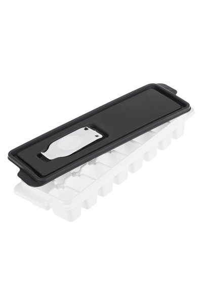 Belora White Plastic Box with Gray Lid for 16 Ice Cubes