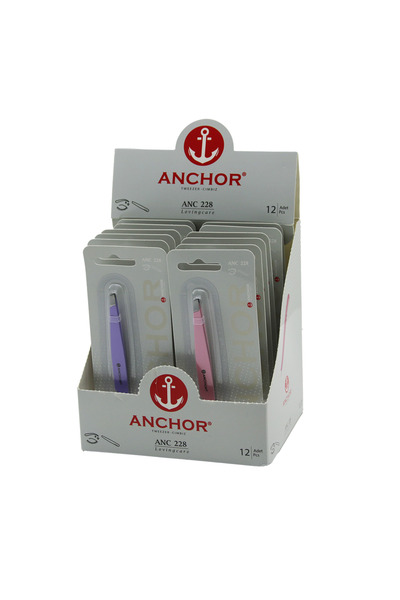 Anchor 2-in-1 metal tweezers with mini comb tip, pack of 12.