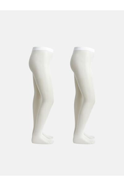 LC Waikiki Lcw Kids Ecru Plain Girls' Pantyhose with Nevavm Difference