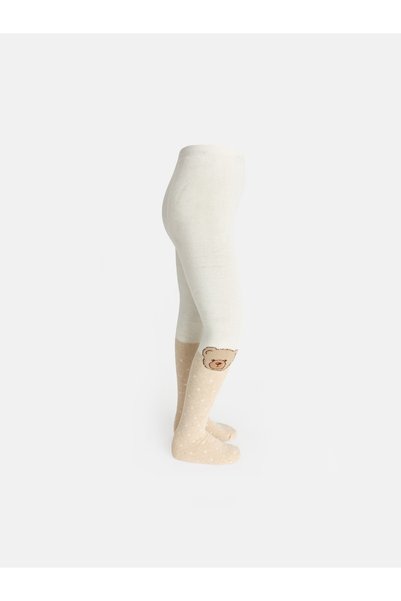 LC Waikiki Alita City Lcw Kids Ecru Patterned Girls' Pantyhose with a Difference