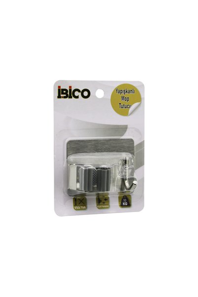 ibico 2-in-1 metal mop handle holder and hanger, adhesive, pack of 12.