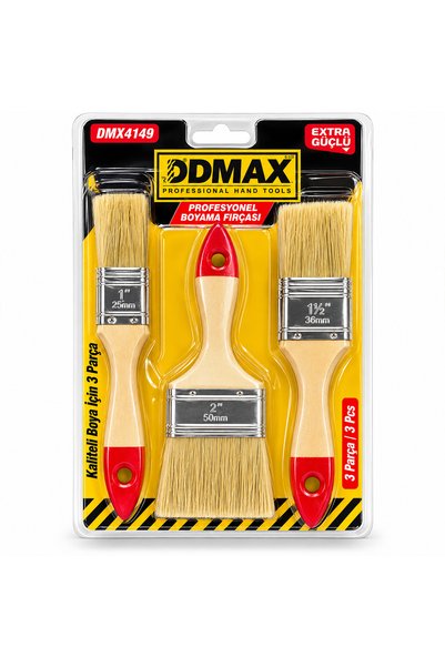 DMAX Set de 3 pensule de vopsit cu barete din lemn, 1 bucată