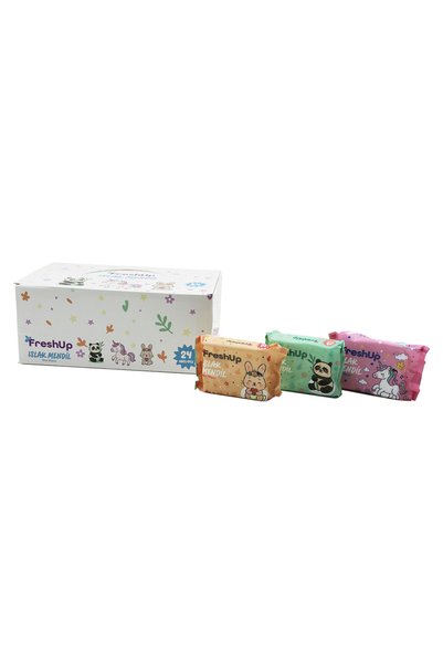 FRESHUP Mini pocket wet wipes, 20 sheets, assorted, pack of 24.