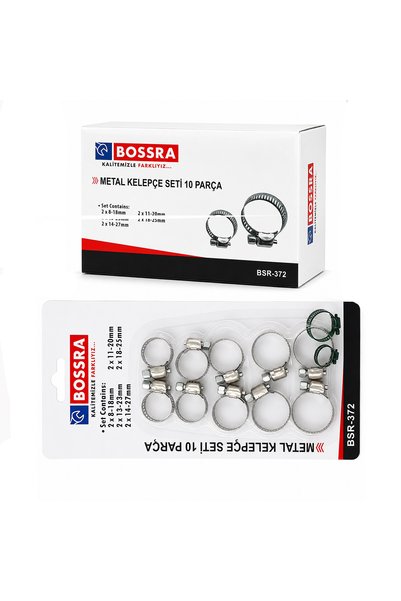 Bossra Set de cleme metalice pentru furtunuri BSR-372, 10 bucăți, pachet de 12