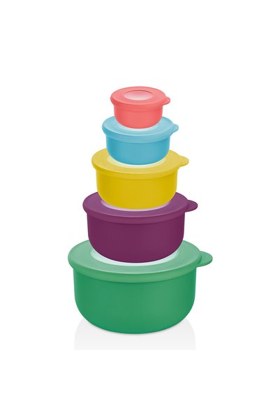 Qlüx Colorful lid bowl and storage container set, 5 pieces, pack of 12.