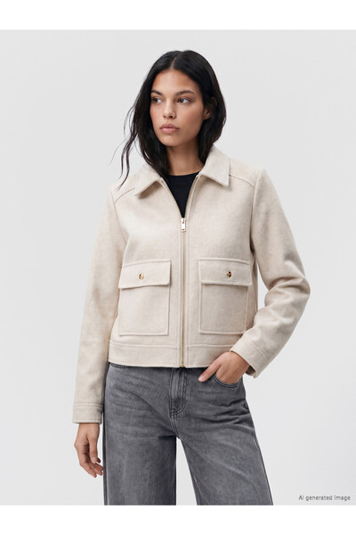 LC Waikiki XSIDE Beige Shirt Collar Women's Melton Jacket—The ALITA CITY Diff...