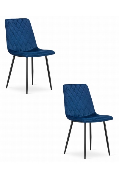 Oskar Scaun de dining din catifea TURIN, albastru marin, set de 2, picioare n...