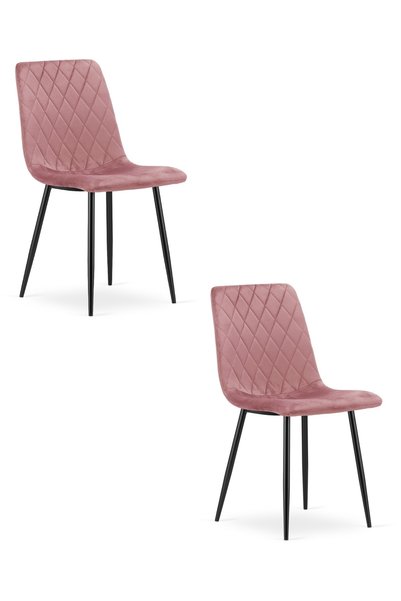 Oskar Scaun de dining din catifea TURIN, roz, set de 2, picioare negre