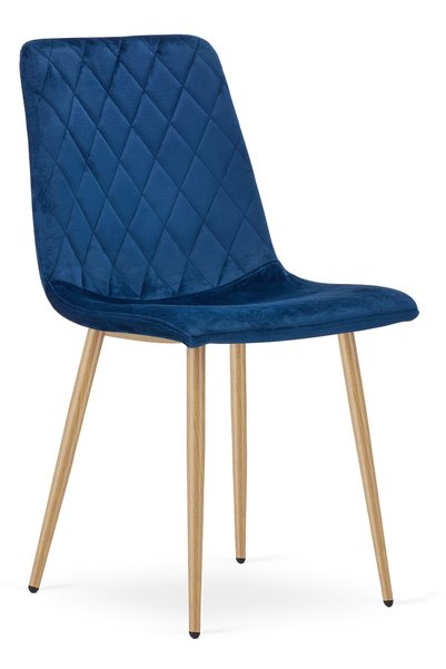 Oskar Scaun de dining din catifea TURIN, albastru marin, picioare cu aspect d...