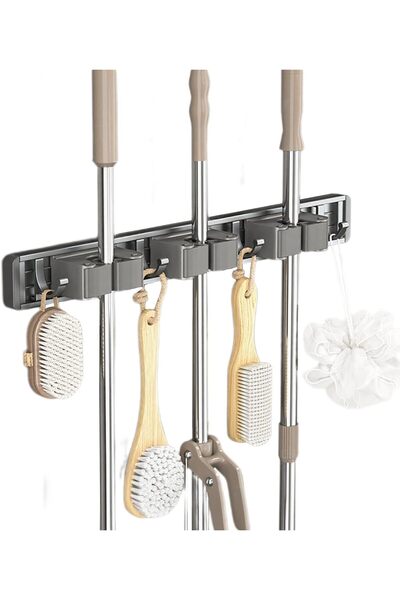 ALMEKAQUZ Mop Broom Holder Wall Mount Stainless Steel Tool Hanger, 3 Slots & ...