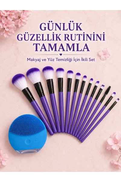 plentiful Plentiful 12-Piece Makeup Brush and Silicone Facial Cleansing Devic...