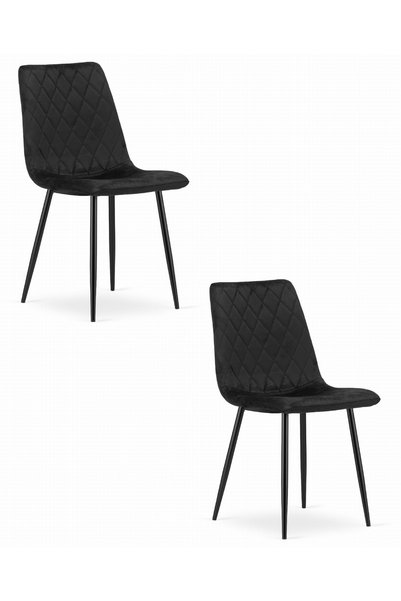 Oskar Scaun de dining din catifea TURIN, negru, set de 2, picioare negre