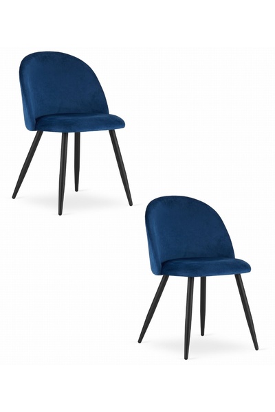 Oskar Scaun de dining BELLO din material textil, albastru marin, set de 2, pi...
