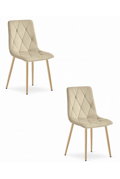 Oskar Scaun de dining din catifea LIBRA, bej deschis, set de 2, picioare cu a...