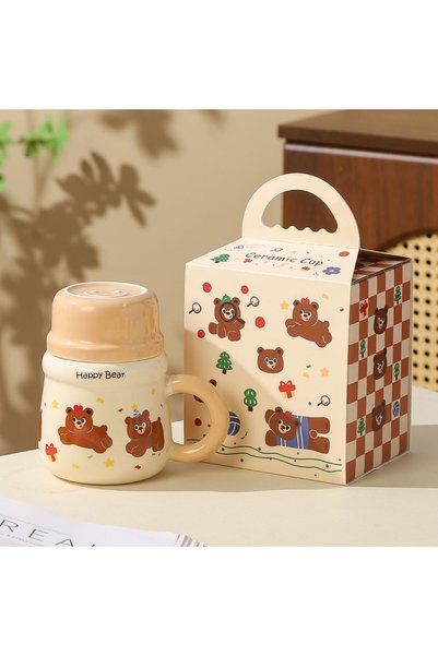 Generic Creative Cute Bear Ceramic Cup Large Capacity Household Water Cup Hig...