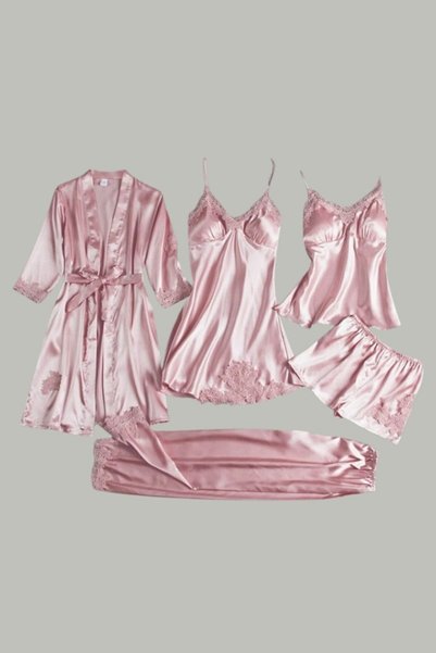 Intimoda Set de pijamale din satin și dantelă brodată, elegant și provocator,...
