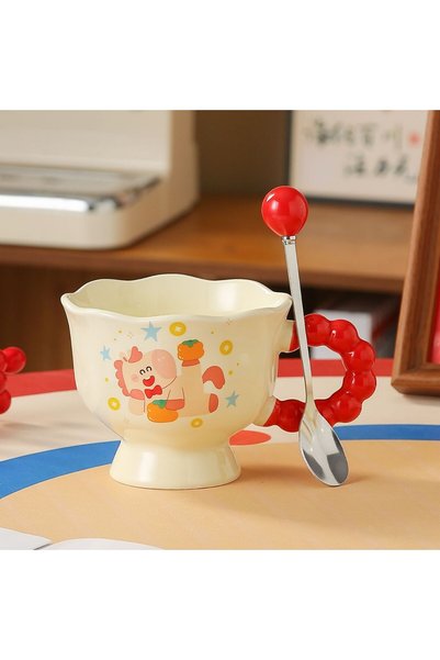 Generic كوب سيراميك لعيد الربيع بتصميم عام الحصان، كوب احتفالي ولطيف، تذكار ع...