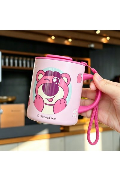 Generic Strawberry Bear Mug Stainless Steel Cartoon High-Quality Cup with Lid...