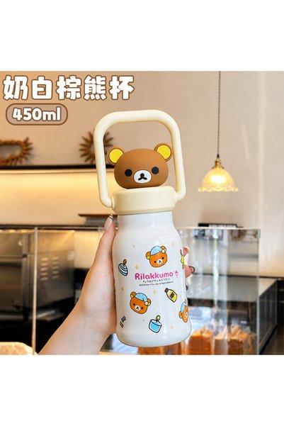 Generic Rilakkuma Insulated Cup for Women, Cartoon Character, Portable with H...