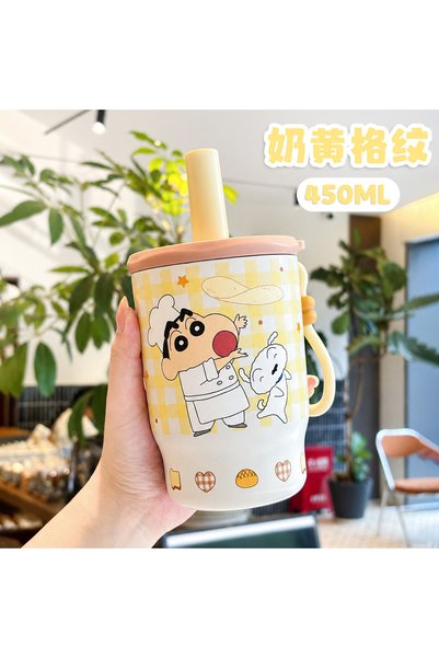 Generic كوب ثلج لطيف بتصميم قابل لتغيير الوجه، كوب معزول عالي الجودة مع ماصة،...