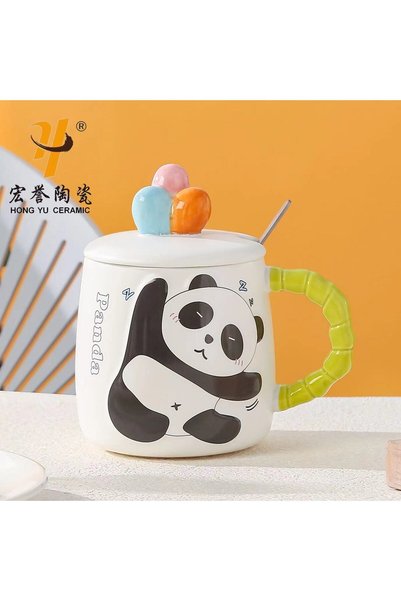 Generic كوب باندا إبداعي، كوب سيراميك كرتوني للاستخدام المنزلي، كوب أنيق للزو...