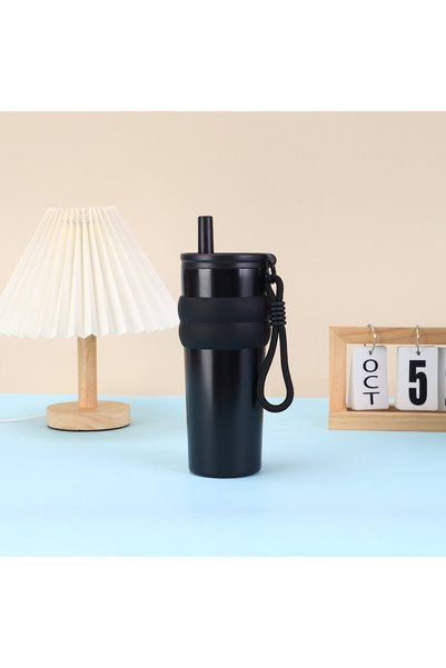 Generic كوب قش محمول للسيارة، كوب معزول كبير السعة من الفولاذ المقاوم للصدأ 3...