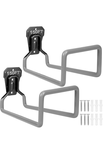 GENERAL PeoMev 2PCS Water Hose Holder Wall Mount Metal Hose Hanger Garden Hos...