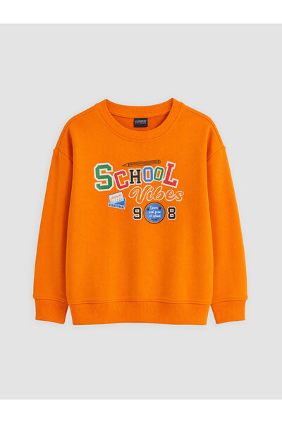 LC Waikiki Orange Oval-Neck Boys’ Sweatshirt—The ALITA CITY Way