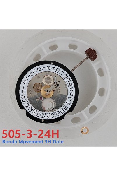 Choice 505-3-24H Genuine RONDA GMT 505.24 Quartz Movement 4 Hands 505-24H Mod...
