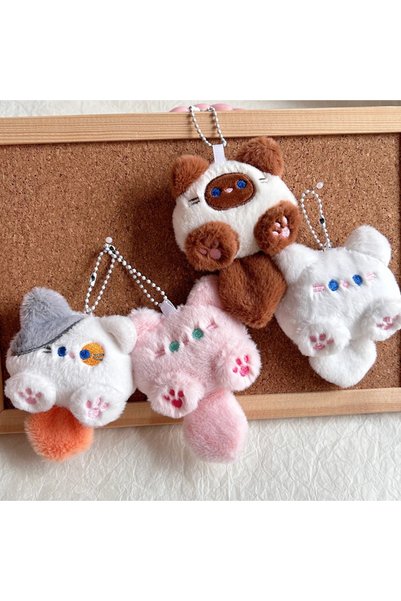 Choice mixed-4pcs Cute Plush Small Cat Doll Keychain for Couple Soft Cotton S...