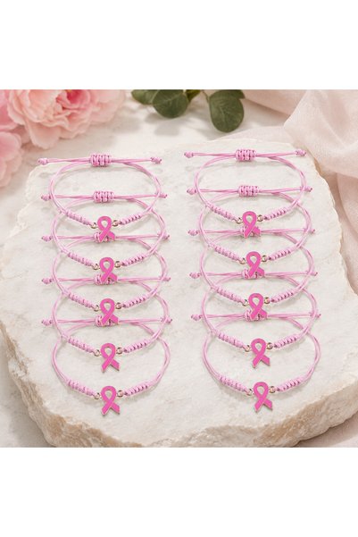 Choice pink bracelet 10pcs New 10Pcs/Pack Pink Ribbon Awareness Bracelets Wom...
