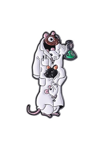 Choice Style 2 Funny Lab Rat Enamel Pins Cartoon Humor Scientist Mouse Chemis...