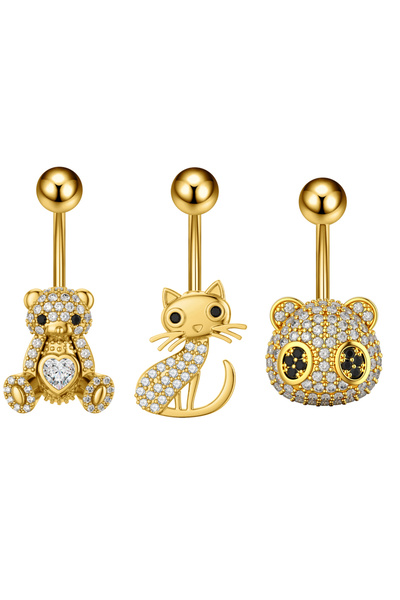 Choice Heart body Navel & Bell Button Rings Style 3 3pcs/lot Mixed-Style Crys...