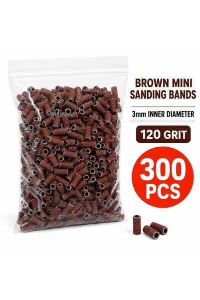 Choice BR-G120-P300 300Pcs 3mm Nail Drill Sanding Bands Set 120 180 240 Grit ...
