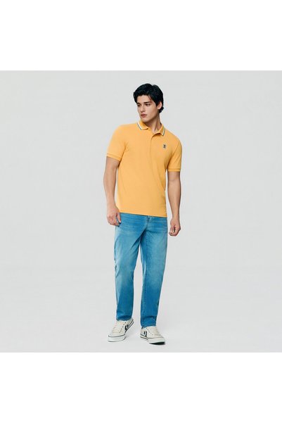 Giordano بولو رجالي بقصة ضيقة مع تطريز