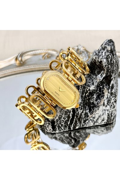 Choice golden Designer Flat Oval Dial Double-F Chain Bracelet Fashion Watch f...