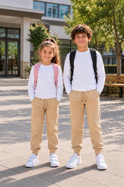 BELMİRO 2-Pack Kids' Sweatpants, 2-Ply, All-Season Fabric, Compact Jersey, No...