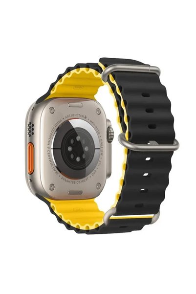 Choice S10-46 42 44 45 49mm black with yellow Ocean strap For Apple Watch Ult...