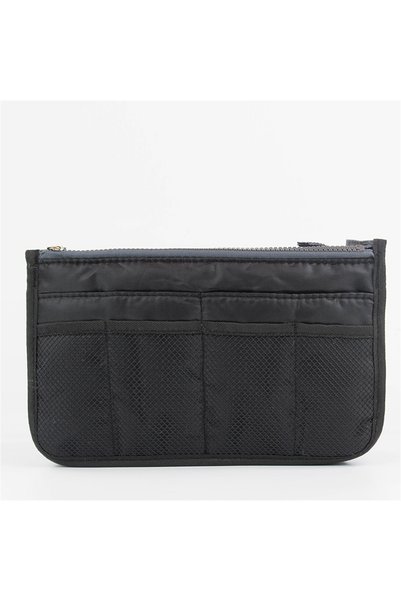 Choice Black Multi Functional Large Capacity Makeup Bag Portable Double Zippe...