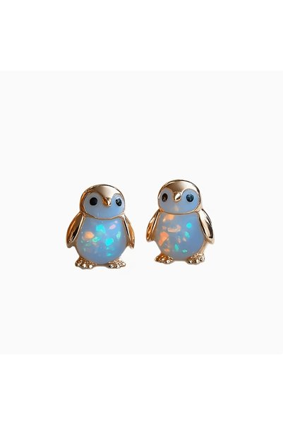 Choice Gold Penguin 1 Pair Cute Animal Stud Earrings, Frog & Penguin Design w...