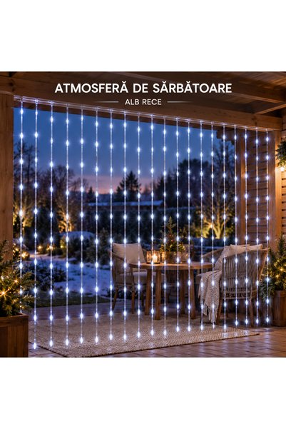 BellFyd 3 x 1 M Instalație de Crăciun tip perdea LED, exterior, interconectab...